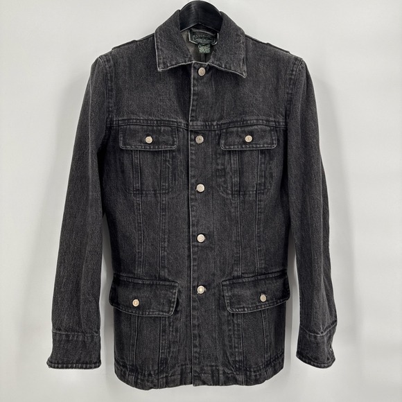 Ralph Lauren‎ Country Women's Chore Denim Jacket Original Sample Black Size 8 - Picture 1 of 7